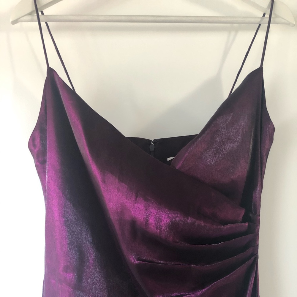 David’s Bridal Purple Spaghetti Strap Midi Dress
